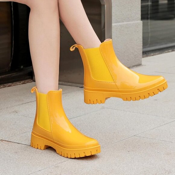 🆕 VC Women's Yellow Rubber Rain Boots Waterproof Non-Slip Garden Work Booties - Picture 3 of 7